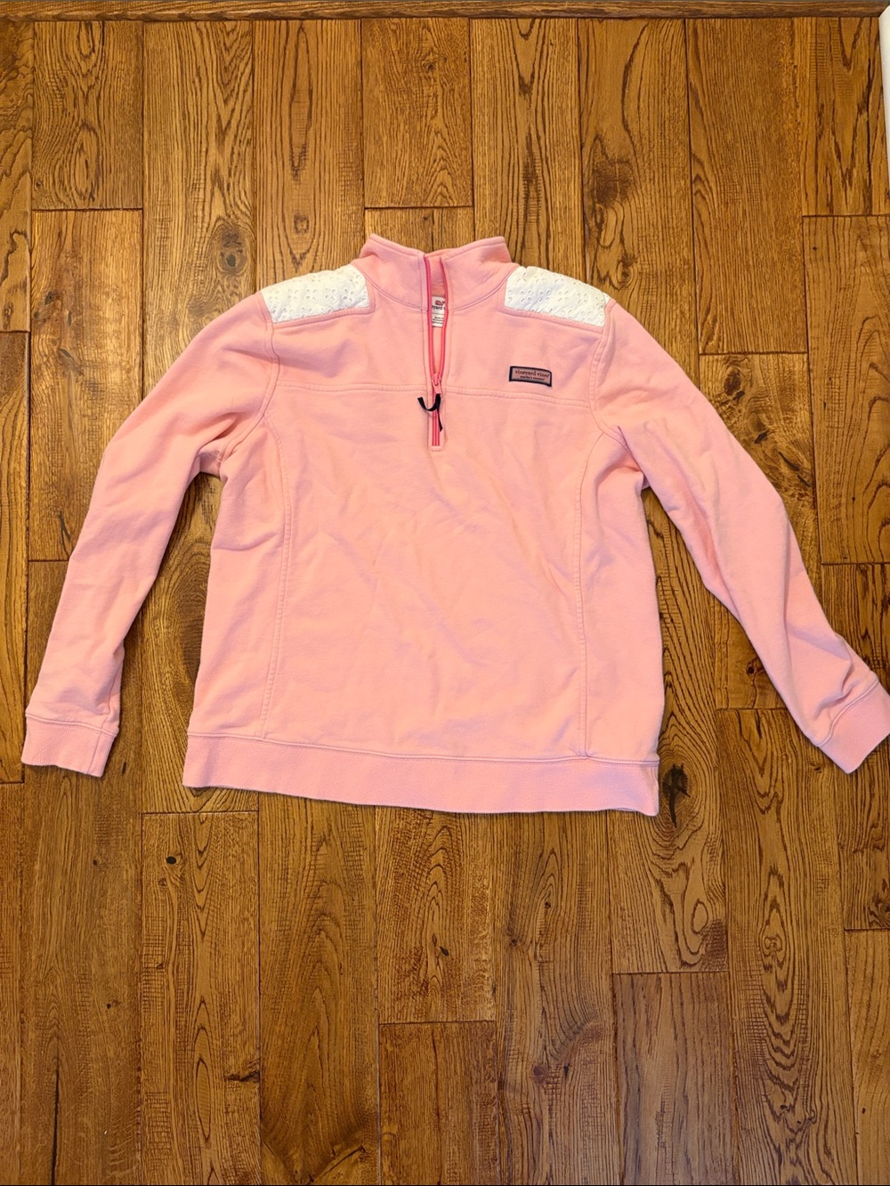 Vineyard Vines Pink Shep Shirt Pullover with White Shoulder patch details
